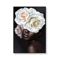 Thumbnail for 50cmx70cm Flower African Woman Black Frame Canvas Wall Art