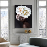 Thumbnail for 50cmx70cm Flower African Woman Black Frame Canvas Wall Art