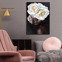 Thumbnail for 50cmx70cm Flower African Woman Black Frame Canvas Wall Art