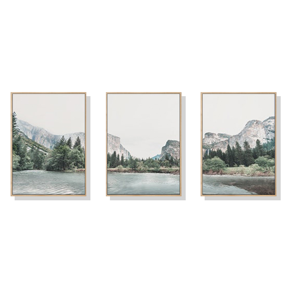 40cmx60cm Yosemite Valley National Park Canvas Wall Art Set of 3 - Wood Frame - A Majestic and Breathtaking Piece of Art That Will Transport You to the Wilds of California