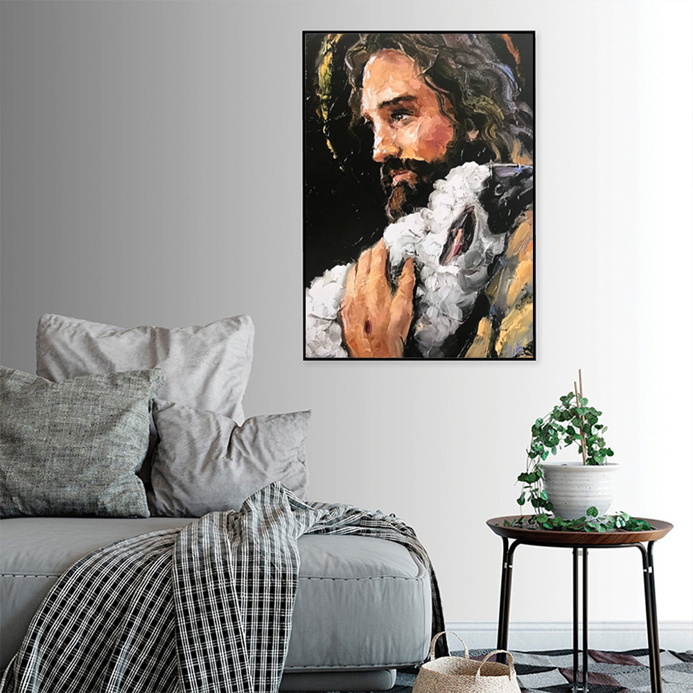 50cm x 70cm "Back In His Arms" Canvas Wall Art: Emotional Narrative with Sleek Black Frame for Poignant Home Decor Expression