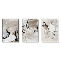 Thumbnail for 40cmx60cm Modern Abstract Beige 3 Sets Black Frame Canvas Wall Art