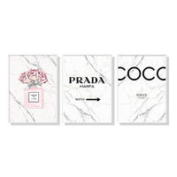 Thumbnail for Fashion Perfume 3 Sets White Frame Canvas Wall Art | 40cmx60cm | Modern Home Decor