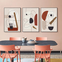 Thumbnail for Picasso Inspired Abstract Line Art Canvas Wall Art Set of 3 with Black Frame (40cm x 60cm)