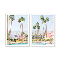 Thumbnail for 50cmx70cm Saguaro Hotel 2 Sets White Frame Canvas Wall Art