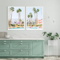 Thumbnail for 50cmx70cm Saguaro Hotel 2 Sets White Frame Canvas Wall Art