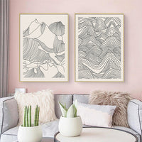 Thumbnail for 50cmx70cm Line Art Mountain 2 Sets Gold Frame Canvas Wall Art