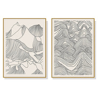 Thumbnail for 60cmx90cm Line Art Mountain 2 Sets Gold Frame Canvas Wall Art