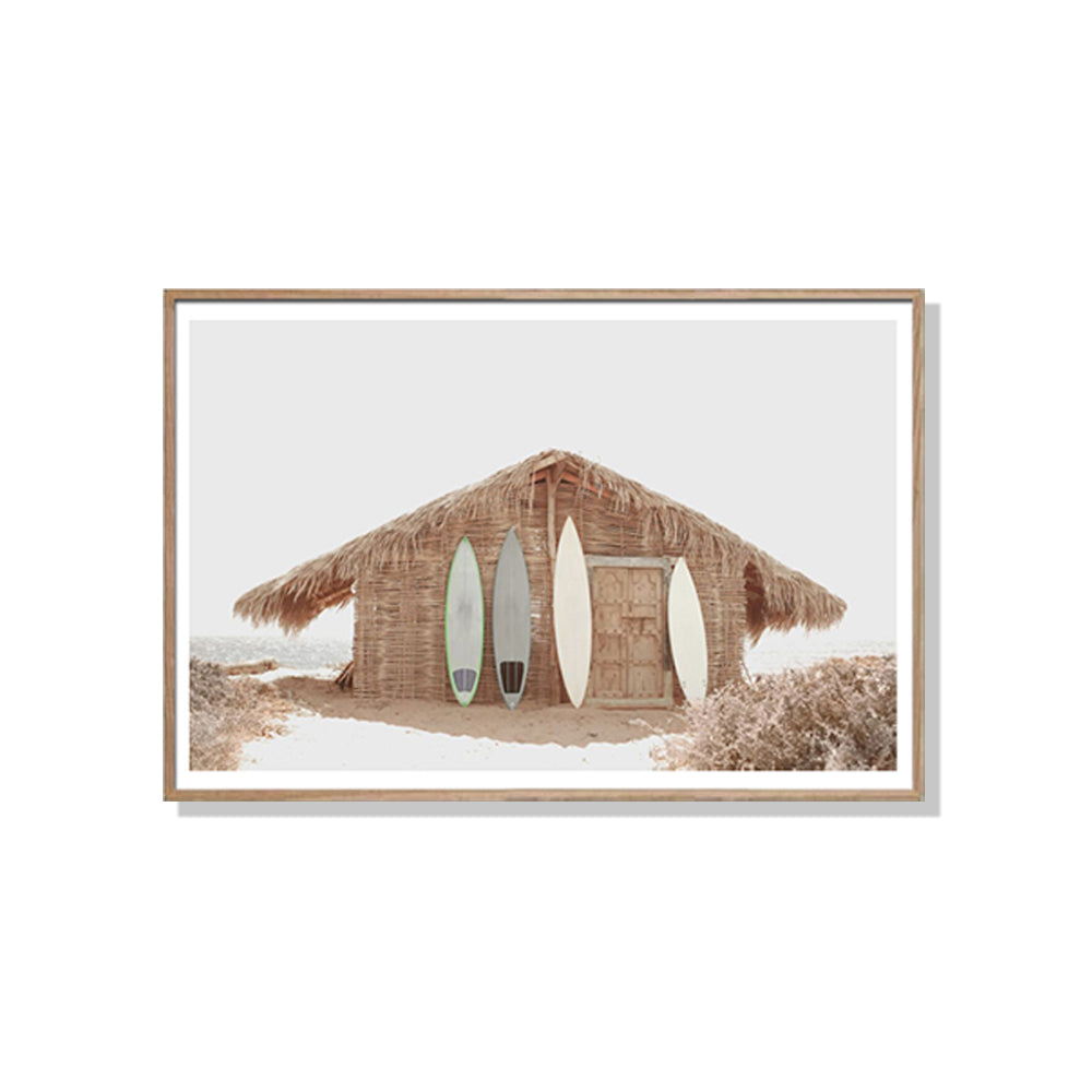 70cmx100cm Surf Cabin Wood Frame Canvas Wall Art