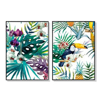 Thumbnail for 50cmx70cm Toucan and orchid 2 Sets Black Frame Canvas Wall Art