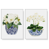 Thumbnail for 50cmx70cm Elegant Flower 2 Sets White Frame Canvas Wall Art