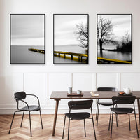 Thumbnail for Calm Lake Bridge Tree Scene 3 Piece Canvas Wall Art Set with Black Frame (40cm x 60cm)