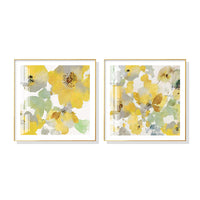 Thumbnail for Set of 2 American-Style Yellow Flower Canvas Wall Art: 50cm x 50cm with Luxurious Gold Frame - Vintage Floral Decor for Modern Home Interiors