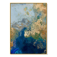 Thumbnail for 60cmx90cm Marbled Blue Gold Artwork Gold Frame Canvas Wall Art