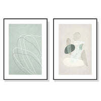 Thumbnail for 50cm x 70cm Abstract Body and Lines Duo Canvas Wall Art: Contemporary 2-Piece Set with Sleek Black Frame for Stylish Home Design.