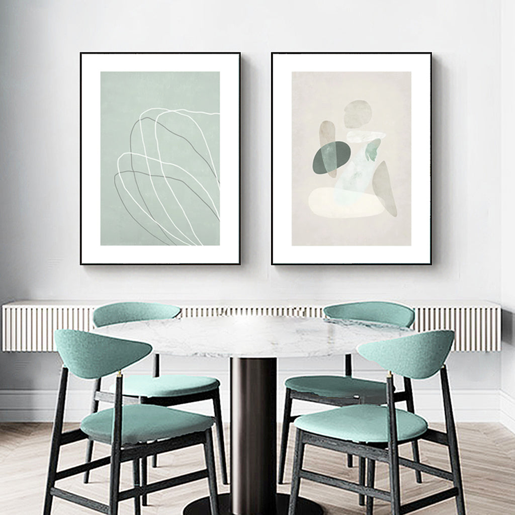 50cm x 70cm Abstract Body and Lines Duo Canvas Wall Art: Contemporary 2-Piece Set with Sleek Black Frame for Stylish Home Design.