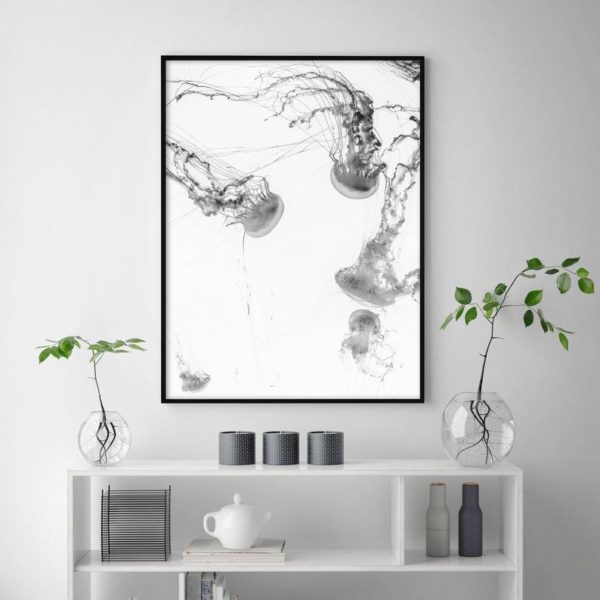 60cmx90cm Jellyfish Black Frame Canvas Wall Art