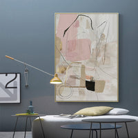 Thumbnail for 50cm x 70cm Abstract Pink Canvas Wall Art: Modern Feminine Touch with Luxurious Gold Frame for Elegant Home Decor