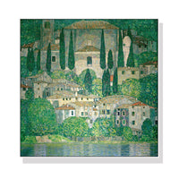 Thumbnail for 50cmx50cm Kirche In Cassone by Gustav Klimt White Frame Canvas Wall Art - A Subtle and Elegant Piece of Art Inspired by the Works of Gustav Klimt