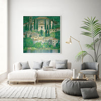 Thumbnail for 50cmx50cm Kirche In Cassone by Gustav Klimt White Frame Canvas Wall Art - A Subtle and Elegant Piece of Art Inspired by the Works of Gustav Klimt