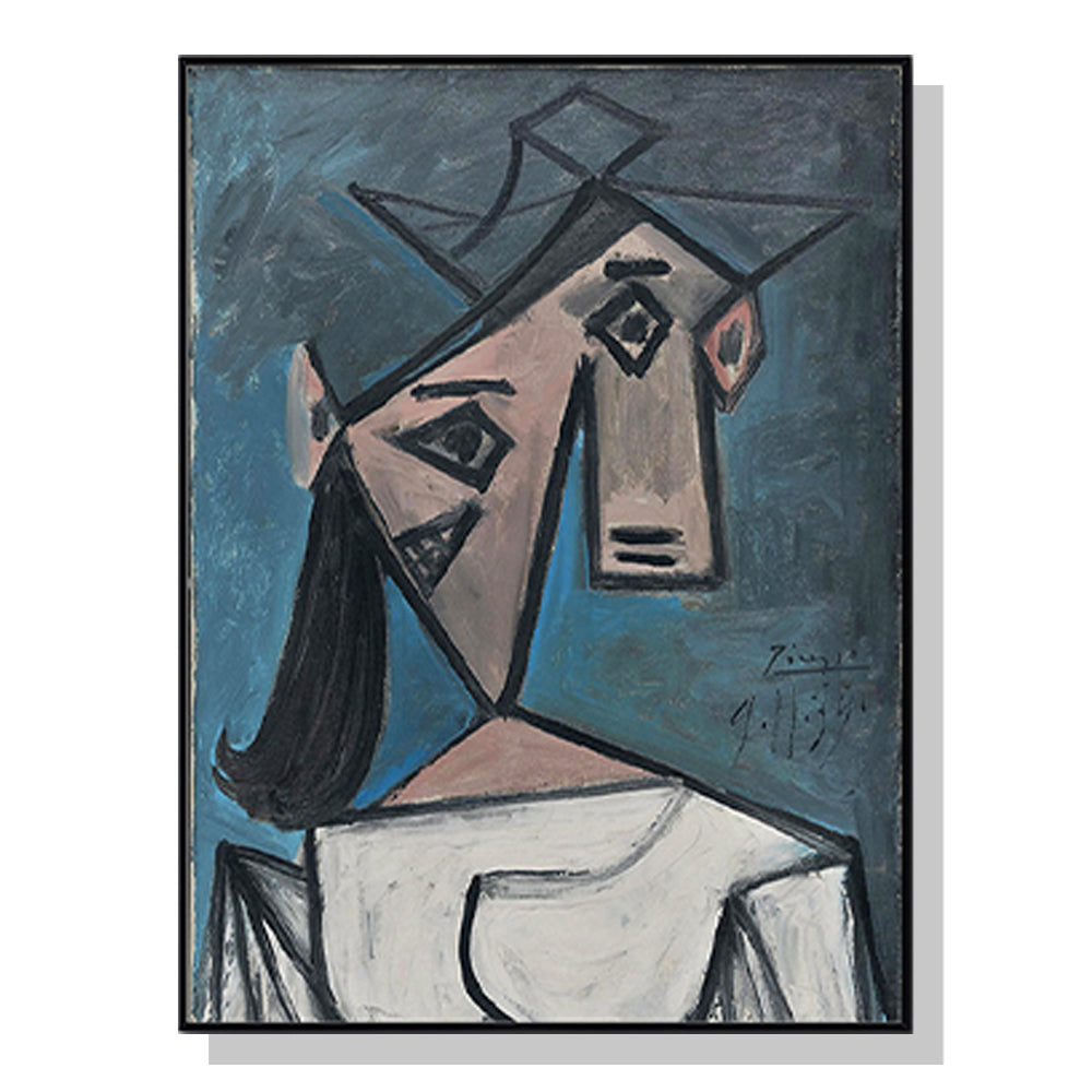 70cmx100cm Head Of A Woman By Pablo Picasso Black Frame Canvas Wall Art