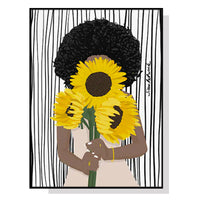 Thumbnail for 50cmx70cm African Woman Sunflower Black Frame Canvas Wall Art