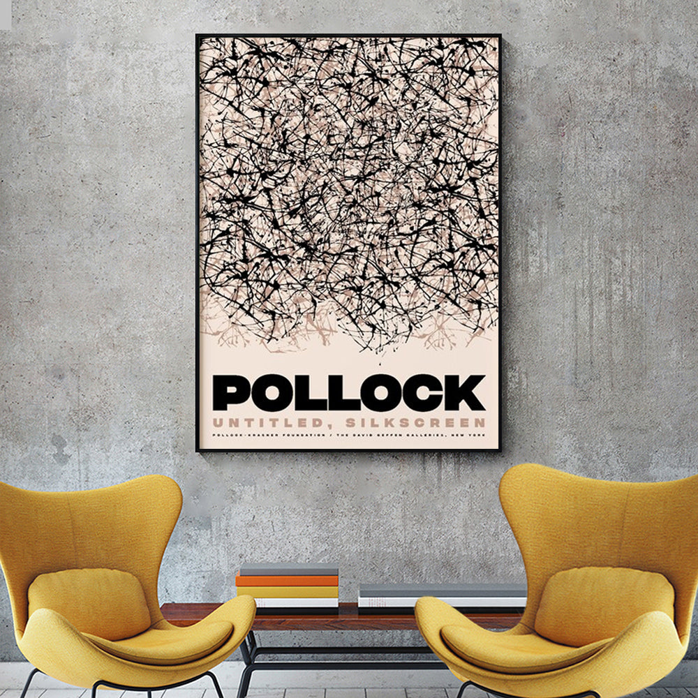 80cmx120cm Jackson Pollock Exhibition II Black Frame Canvas Wall Art