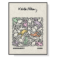 Thumbnail for 50cmx70cm Keith Haring Humanity Black Frame Canvas Wall Art