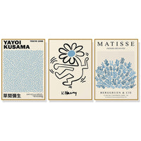 Thumbnail for 40cmx60cm Blue Matisse,Yayoi Kusama, Keith Haring Mix Art 3 Sets Gold Frame Canvas Wall Art