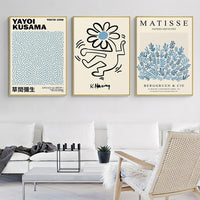 Thumbnail for 40cmx60cm Blue Matisse,Yayoi Kusama, Keith Haring Mix Art 3 Sets Gold Frame Canvas Wall Art