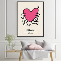 Thumbnail for 50cmx70cm Keith Haring Love Pop Art Black Frame Canvas Wall Art