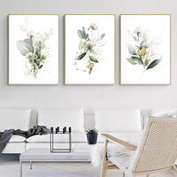 Thumbnail for 40cmx60cm Green and Gold Watercolor Botanical 3 Sets Gold Frame Canvas Wall Art