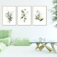 Thumbnail for 40cmx60cm Green and Gold Watercolor Botanical 3 Sets Gold Frame Canvas Wall Art