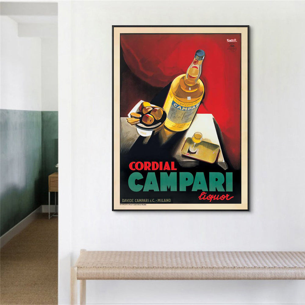 60cmx90cm Cordial Campari Liquor Black Frame Canvas Wall Art