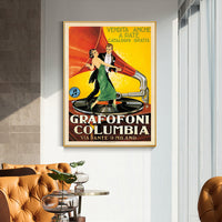 Thumbnail for 50cmx70cm Grafofoni Columbia Gold Frame Canvas Wall Art