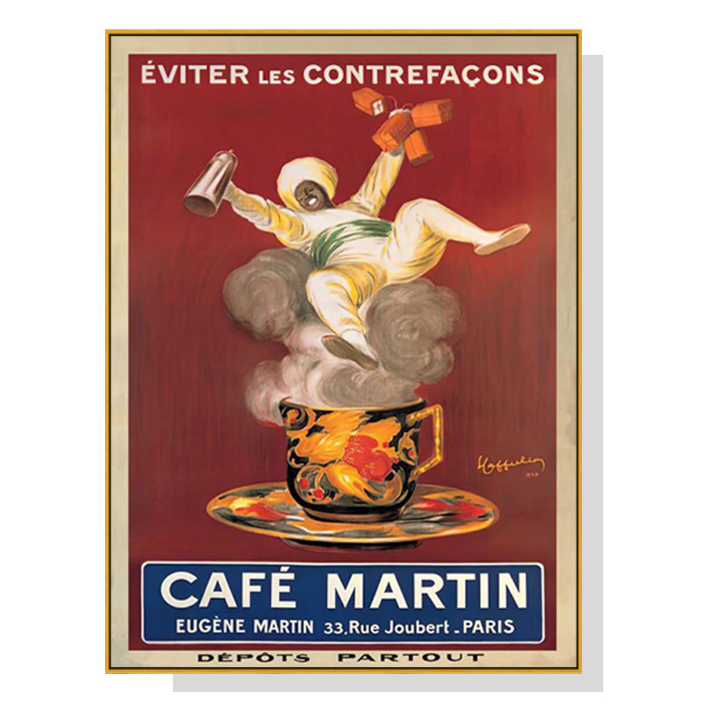 80cmx120cm Cafe Martin Gold Frame Canvas Wall Art