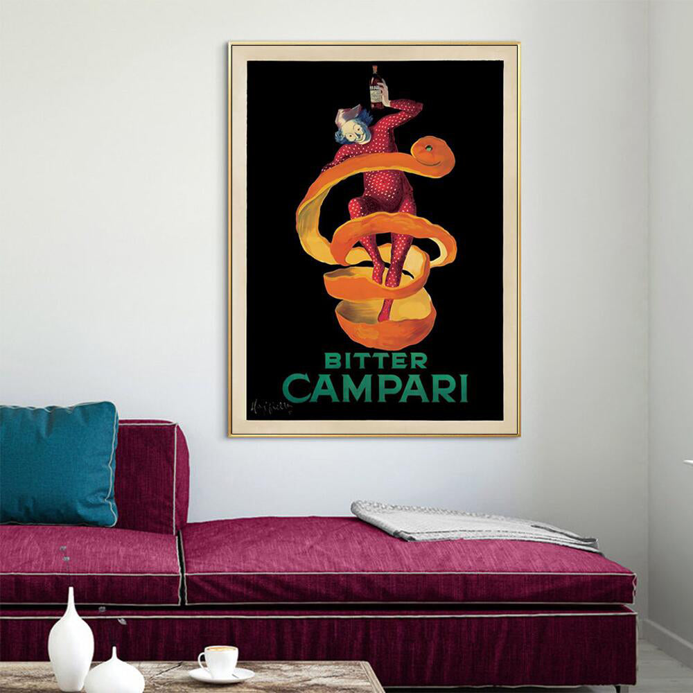 60cmx90cm Bitter Campari Gold Frame Canvas Wall Art