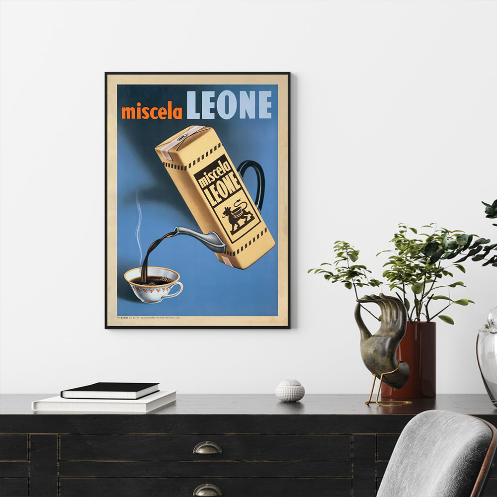 50cmx70cm Miscela Leone, 1950 Black Frame Canvas Wall Art