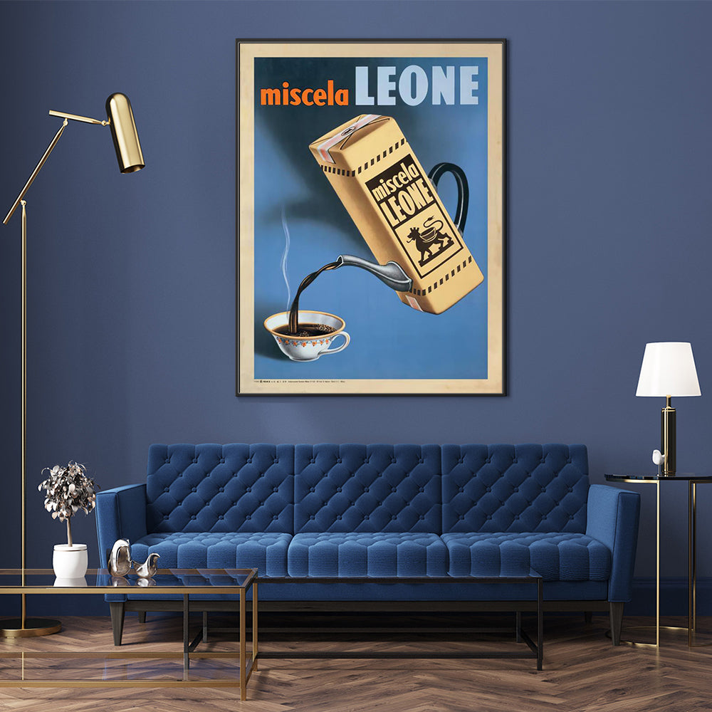 50cmx70cm Miscela Leone, 1950 Black Frame Canvas Wall Art