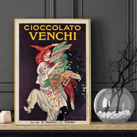 Thumbnail for 50cmx70cm Cioccolato Venchi Vintage Gold Frame Canvas Wall Art