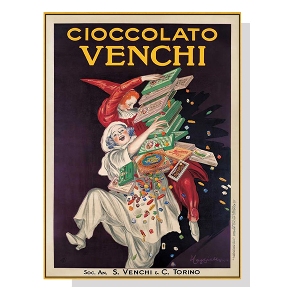 70cmx100cm Cioccolato Venchi Vintage Gold Frame Canvas Wall Art