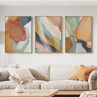 Thumbnail for Vibrant Abstract Orange Canvas Wall Art - Set of 3 with Elegant Gold Frames (40cm x 60cm) for Stylish Home Decor