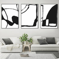 Thumbnail for Black and White Canvas Wall Art Set of 3 with Black Frames - 40cm x 60cm