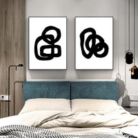 Thumbnail for 50cmx70cm Black and White 2 Sets Black Frame Canvas Wall Art