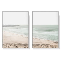 Thumbnail for 50cmx70cm Coastal Prints 2 Sets White Frame Canvas Wall Art