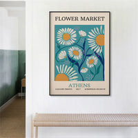 Thumbnail for 50cmx70cm Flower Market Athens Black Frame Canvas Wall Art