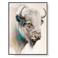 Thumbnail for 50cmx70cm Great White Buffalo Black Frame Canvas Wall Art