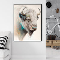 Thumbnail for 50cmx70cm Great White Buffalo Black Frame Canvas Wall Art