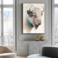 Thumbnail for 50cmx70cm Great White Buffalo Black Frame Canvas Wall Art