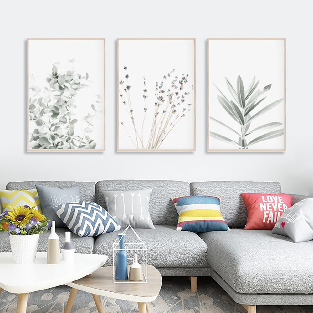 40cmx60cm Lavender Eucalyptus 3 Sets Wood Frame Canvas Wall Art | Modern Home Decor